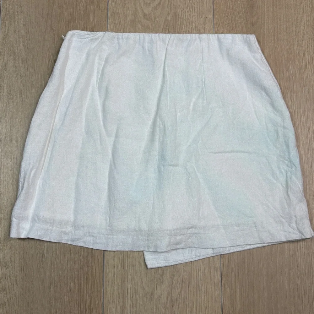 Abercrombie & Fitch White Linen Blend Wrap Front Mini Skort Womens XS Skirt